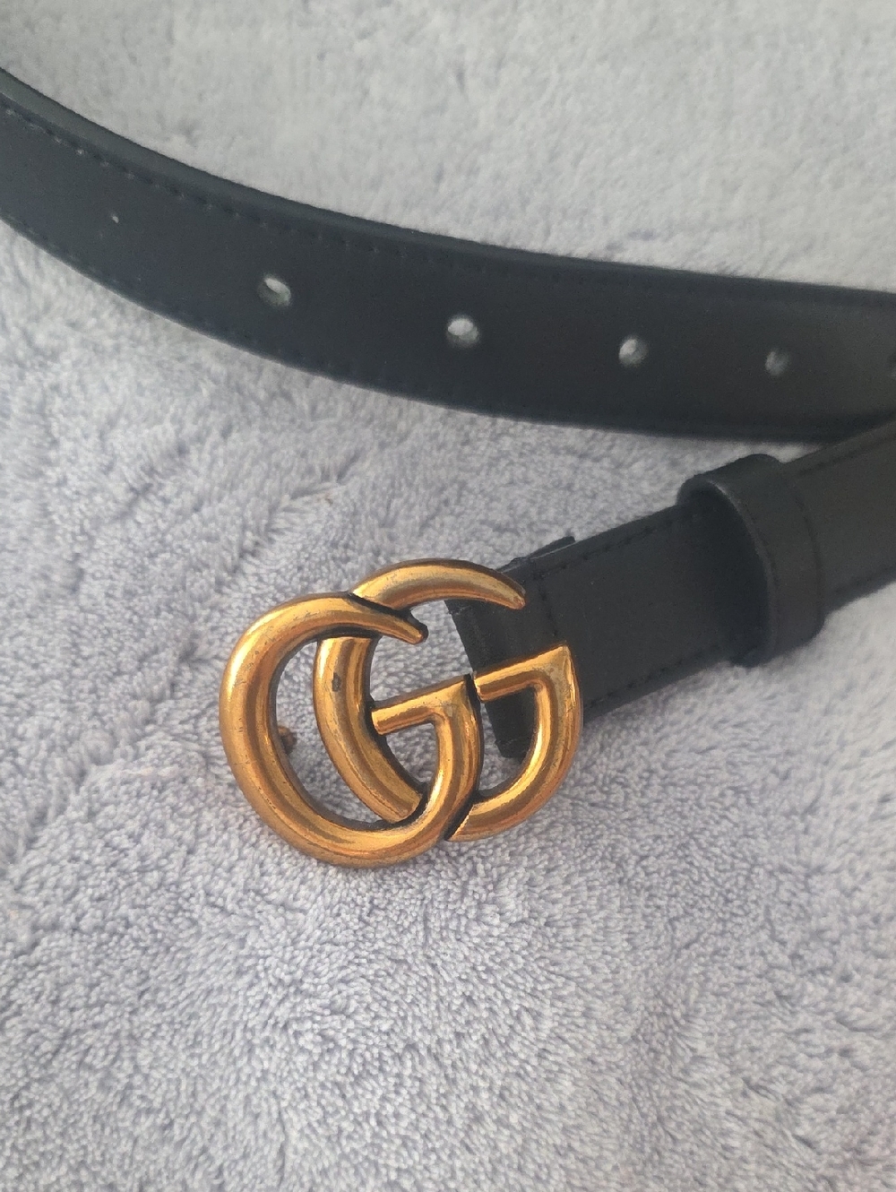 Gucci Black Leather Belt with Gold Interlocking GG Buckle